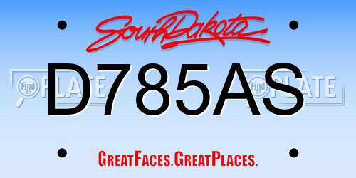 D785AS South Dakota License Plate
