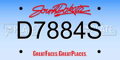 D7884S South Dakota License Plate