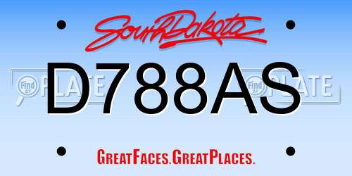 D788AS South Dakota License Plate
