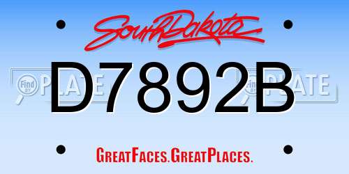 D7892B South Dakota License Plate