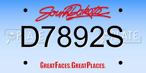 D7892S South Dakota License Plate