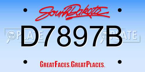 D7897B South Dakota License Plate