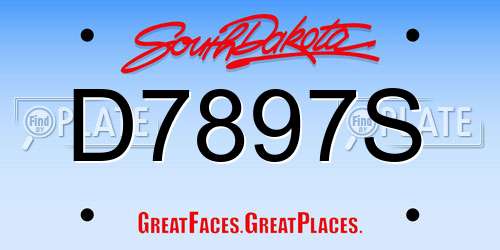 D7897S South Dakota License Plate