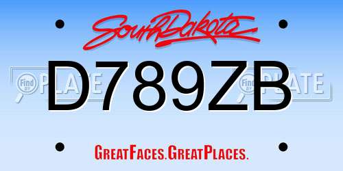 D789ZB South Dakota License Plate