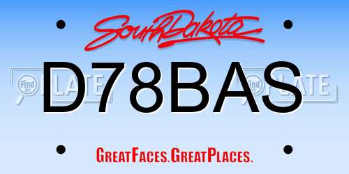 D78BAS South Dakota License Plate