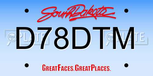 D78DTM South Dakota License Plate