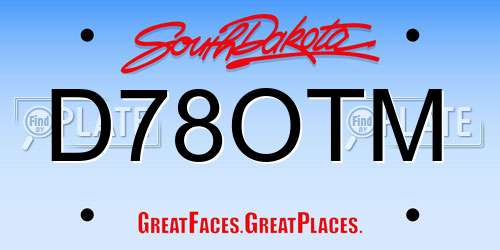 D78OTM South Dakota License Plate