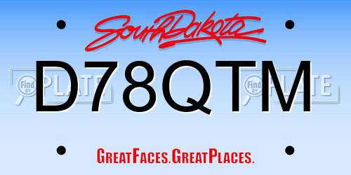 D78QTM South Dakota License Plate
