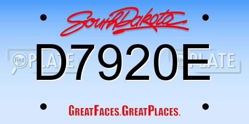 D7920E South Dakota License Plate