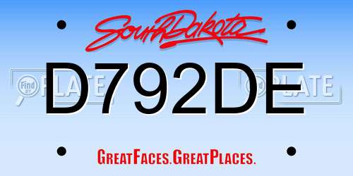D792DE South Dakota License Plate