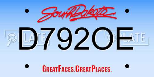 D792OE South Dakota License Plate