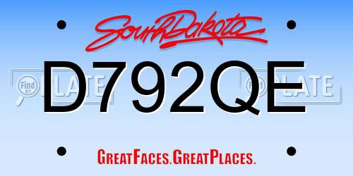 D792QE South Dakota License Plate