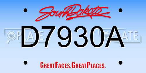 D7930A South Dakota License Plate