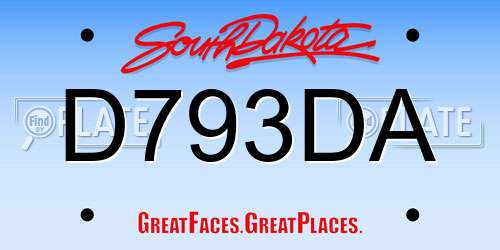 D793DA South Dakota License Plate