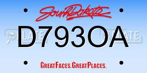 D793OA South Dakota License Plate