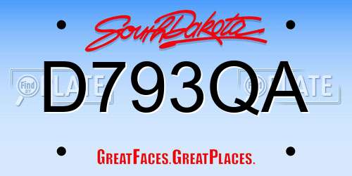 D793QA South Dakota License Plate