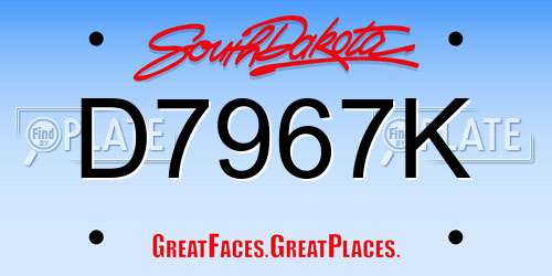 D7967K South Dakota License Plate