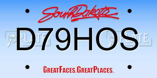 D79HOS South Dakota License Plate