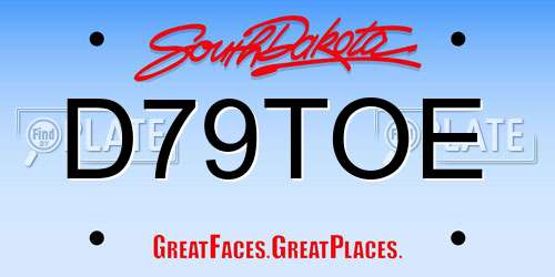 D79TOE South Dakota License Plate