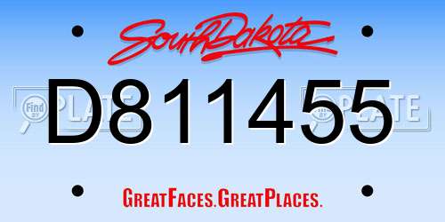 D811455 South Dakota License Plate