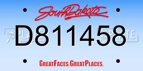D811458 South Dakota License Plate