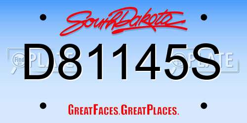 D81145S South Dakota License Plate