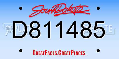 D811485 South Dakota License Plate