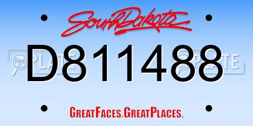 D811488 South Dakota License Plate