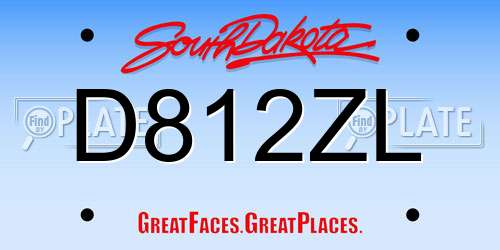 D812ZL South Dakota License Plate