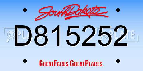 D815252 South Dakota License Plate
