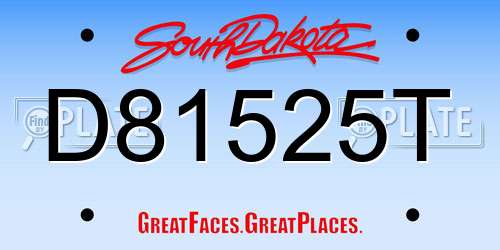 D81525T South Dakota License Plate