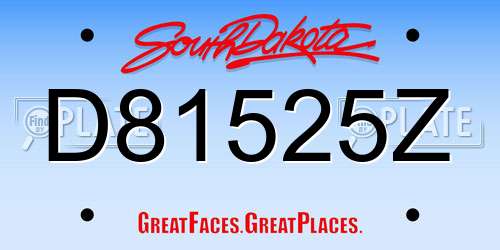 D81525Z South Dakota License Plate