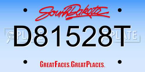 D81528T South Dakota License Plate