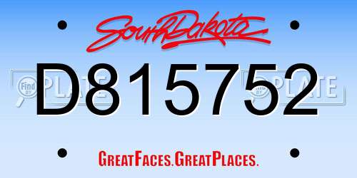 D815752 South Dakota License Plate