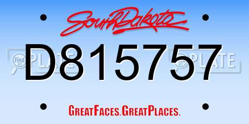 D815757 South Dakota License Plate