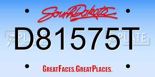 D81575T South Dakota License Plate