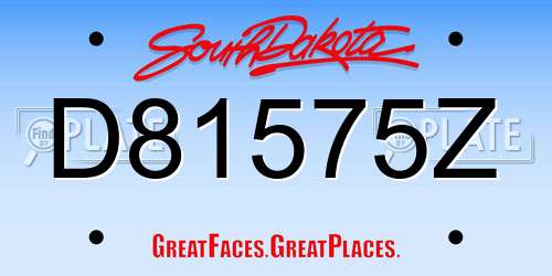 D81575Z South Dakota License Plate