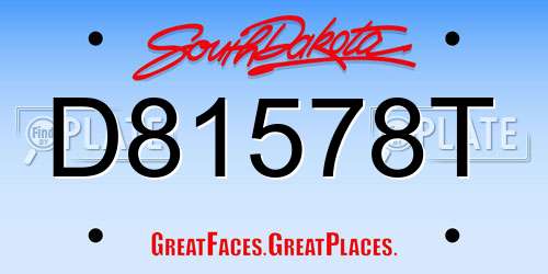 D81578T South Dakota License Plate