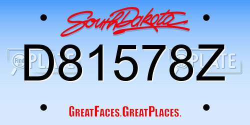 D81578Z South Dakota License Plate