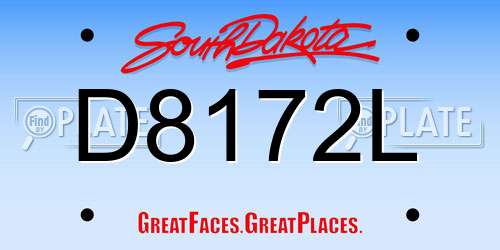 D8172L South Dakota License Plate