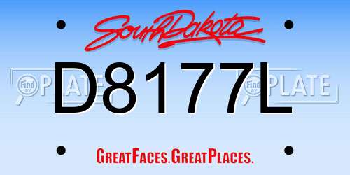 D8177L South Dakota License Plate