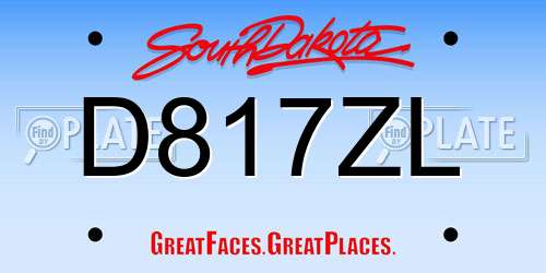 D817ZL South Dakota License Plate
