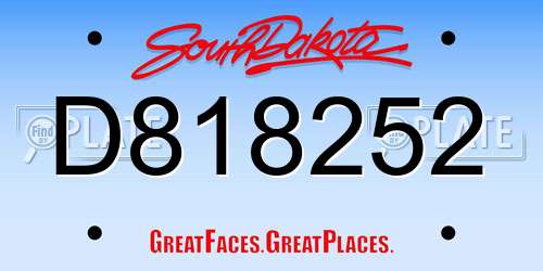 D818252 South Dakota License Plate