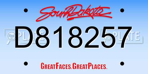 D818257 South Dakota License Plate