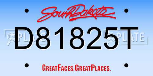 D81825T South Dakota License Plate
