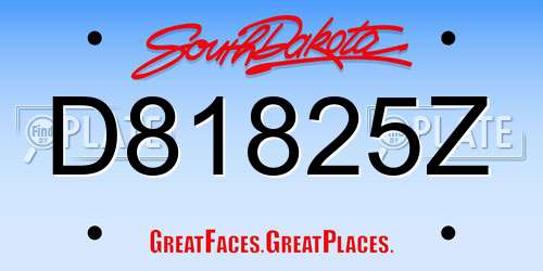 D81825Z South Dakota License Plate