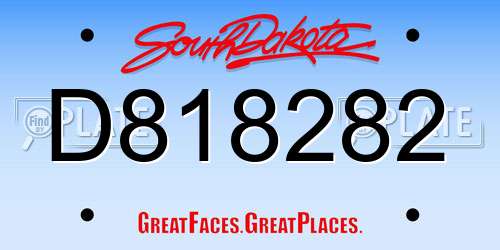 D818282 South Dakota License Plate