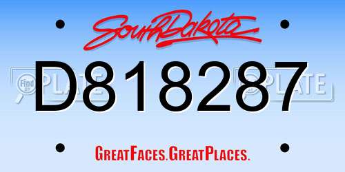 D818287 South Dakota License Plate