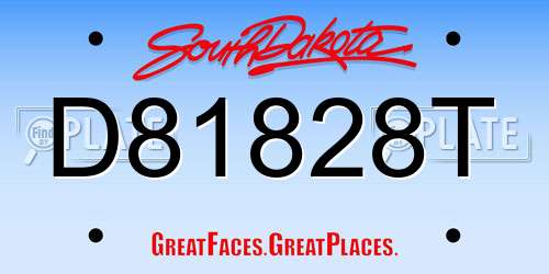 D81828T South Dakota License Plate