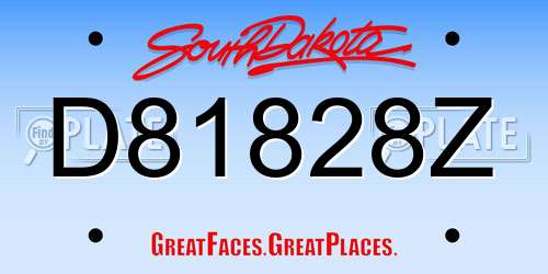 D81828Z South Dakota License Plate